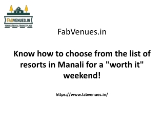 resorts in Manali