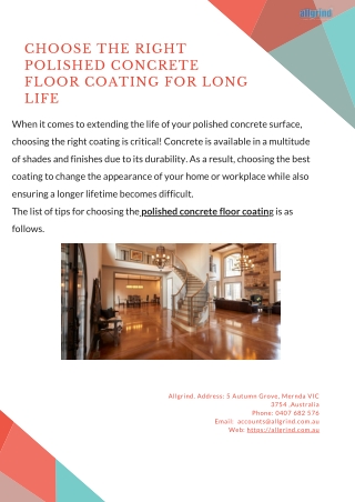 Select The Right Polished Concrete Flooring services For Long Life