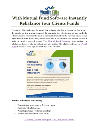 With Mutual Fund Software Instantly Rebalance Your Clients Funds