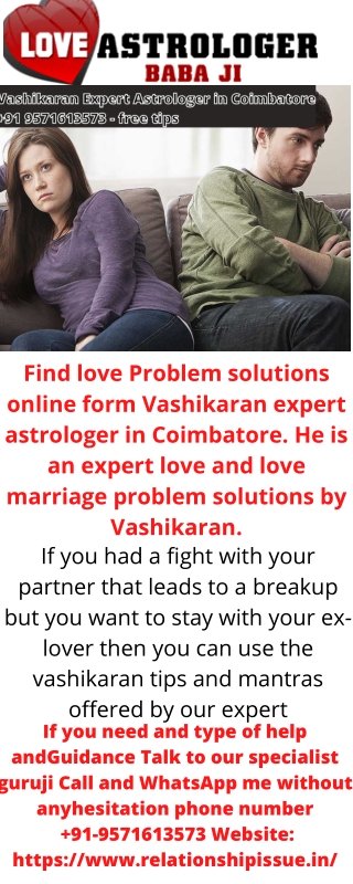 Vashikaran Expert Astrologer in Coimbatore  91 9571613573 - free tips