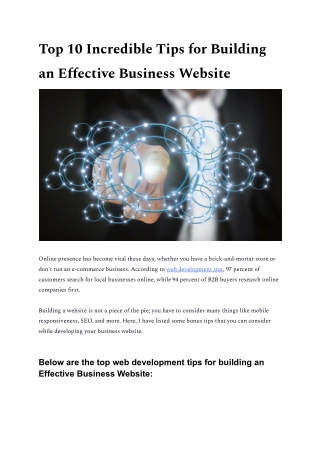 Top 10 Incredible Tips for Building an Effective Business Website