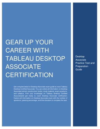 Gear up Your Career with Tableau Desktop Associate Certification