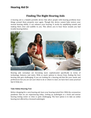 Finding The Right Hearing Aids