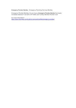 Emergency Plumber Menifee - Emergency Plumbing Services Menifee