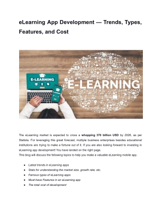 eLearning App Development — Trends, Types, Features, and Cost