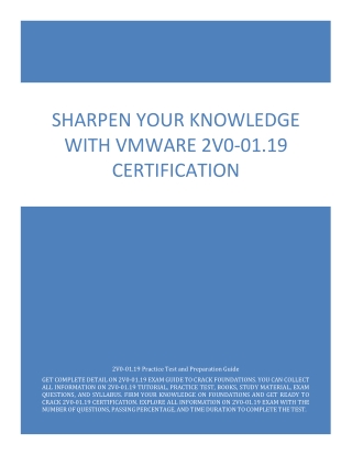 Sharpen Your Knowledge with VMware 2V0-01.19 Certification