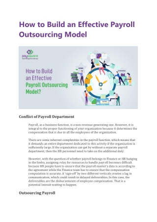 How to Build an Effective Payroll Outsourcing Model