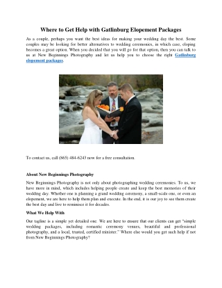 Where to Get Help with Gatlinburg Elopement Packages