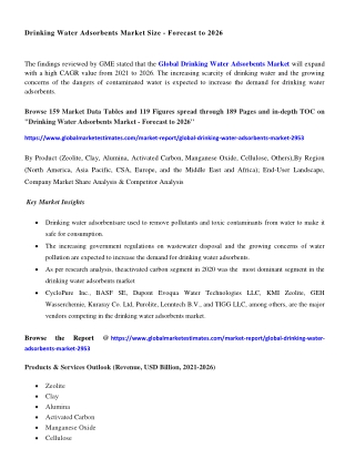 COVID-19 Impact on Global Drinking Water Adsorbents Market