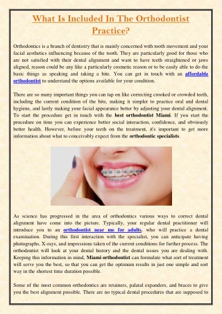 What Is Included In The Orthodontist Practice?