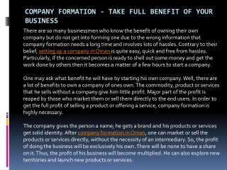 Company Formation - Take Full Benefit of Your Business