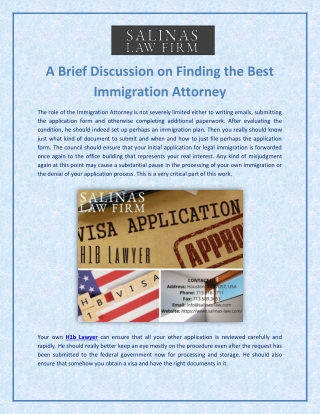 A Brief Discussion on H1b and Employment Immigration Lawyer
