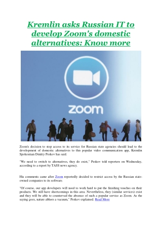 Kremlin asks Russian IT to develop Zoom's domestic alternatives: Know more