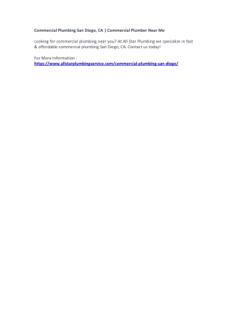 Commercial Plumbing San Diego, CA | Commercial Plumber Near Me