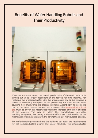 Benefits of Wafer Handling Robots and Their Productivity