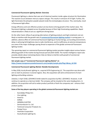 Commercial Fluorescent Lighting Market Trend, Strategy Analysis & Overview 2029