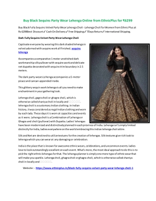 Buy Black Sequins Party Wear Lehenga Online from EthnicPlus for ₹6299