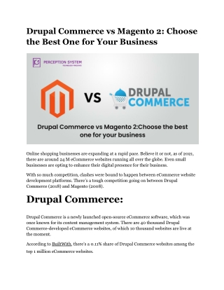 Drupal Commerce vs Magento 2: Choose the Best One for Your Business