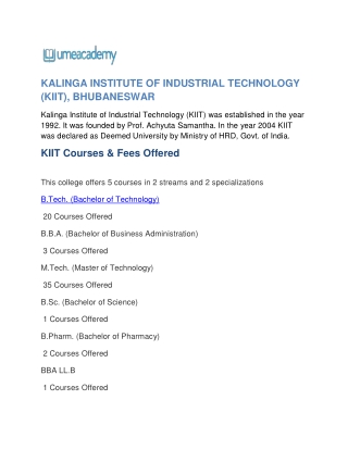 Kalinga Institute of Industrial Technology | Courses