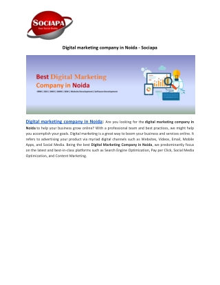 Digital marketing company in Noida - Sociapa