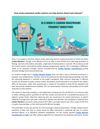 How newly automated cardiac systems can help doctors detect heart disease?