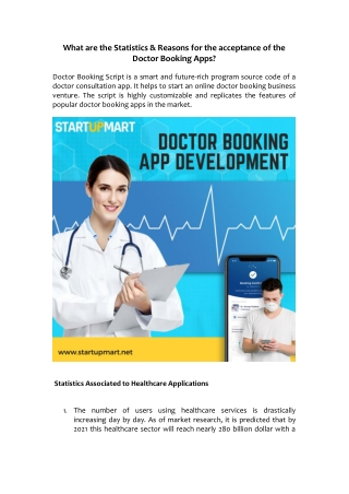 What are the Statistics & Reasons for the acceptance of the Doctor Booking Apps?