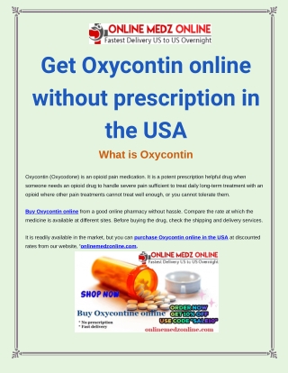 Buy Oxycontin Online Overnight | Order at Online Medz Online