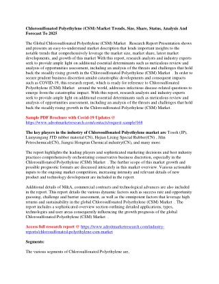 Chlorosulfonated Polyethylene (CSM) Market