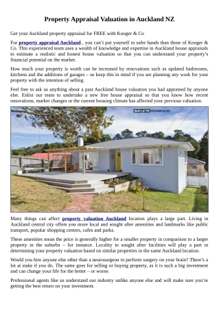property appraisal valuation in auckland nz