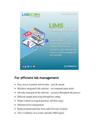 LabScion LIMS For efficient lab management