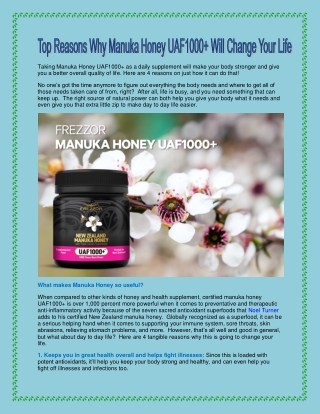 Top Four Reasons Why Manuka Honey UAF1000  Will Change Your Life