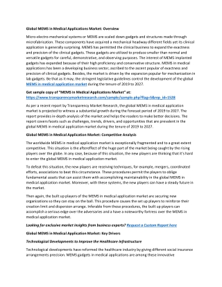 MEMS in Medical Applications: Market Scope and Growing Demands 2019 - 2027