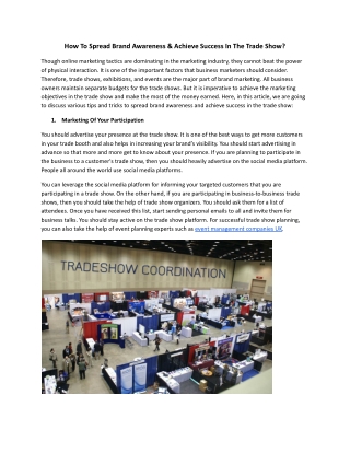 How To Spread Brand Awareness & Achieve Success In The Trade Show?