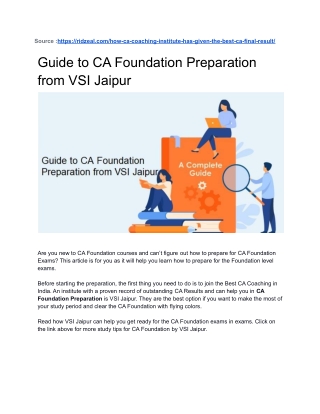 Guide to CA Foundation Preparation from VSI Jaipur