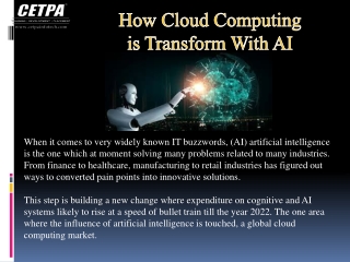 How Cloud Computing is Transform With Artificial Intelligence?