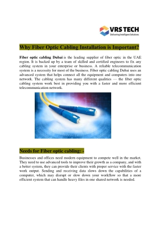 Fiber Optic Cable Dubai