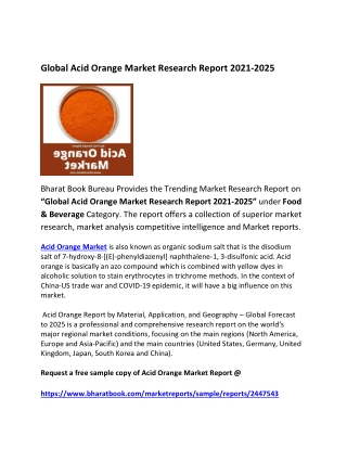 Global Acid Orange Market Forecast 2021-2025