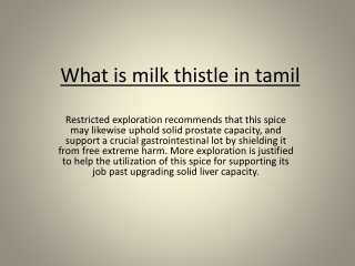 What is milk thistle