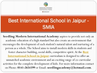 Best International School in Jaipur - SMIA