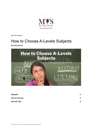 How to choose A-Level Subjects