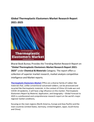 Global Thermoplastic Elastomers Market Forecast 2021-2025