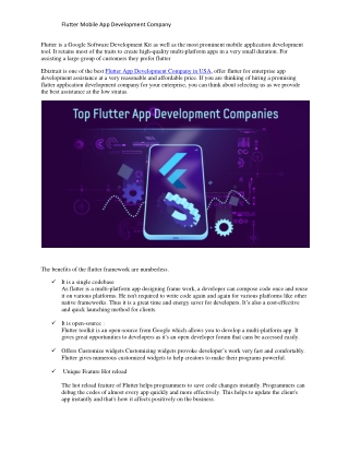 Flutter Mobile App Development Company