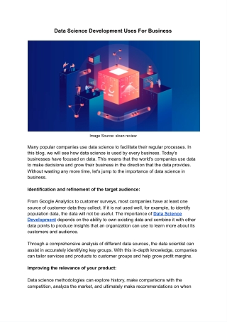 Data Science Development Uses For Business
