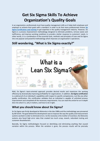 Get Six Sigma Skills To Achieve Organization’s Quality Goals