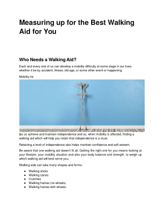 Measuring up for the Best Walking Aid for You
