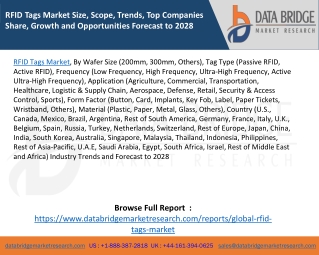 RFID Tags Market Size, Scope, Trends, Top Companies Share, Growth and Opportunities Forecast to 2028