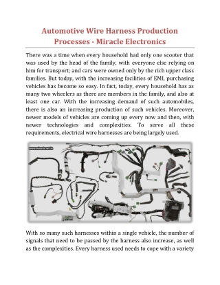 Automotive Wire Harness Production Processes - Miracle Electronics