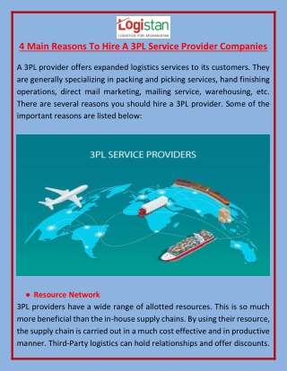4 Main Reasons To Hire A 3PL Service Provider Companies