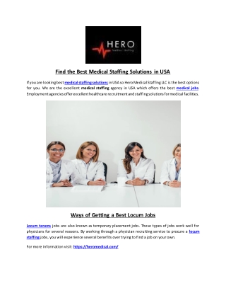 Find the Best Medical Staffing Solutions in USA