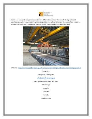 Get Overhead Crane Training Operator Certification